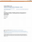 Research paper thumbnail of Examining correlates of feeding practices among parents of preschoolers