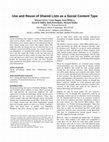 Research paper thumbnail of Use and reuse of shared lists as a social content type