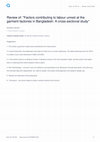 Research paper thumbnail of Review of: "Factors contributing to labour unrest at the garment factories in Bangladesh: A cross-sectional study