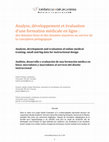 Research paper thumbnail of Analyse, développement et évaluation d'une formation médicale en ligne