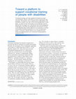 Research paper thumbnail of Toward a platform to support vocational training of people with disabilities