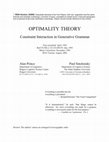 Research paper thumbnail of Optimality Theory: Constraint Interaction in Generative Grammar