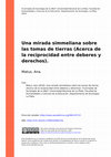 Research paper thumbnail of Una mirada simmeliana sobre las tomas de tierras (Acerca de la reciprocidad entre deberes y derechos)
