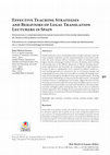Research paper thumbnail of Effective Teaching Strategies and Behaviors of Legal Translation Lecturers in Spain