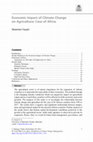 Research paper thumbnail of Economic Impact of Climate Change on Agriculture: Case of Africa