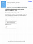 Research paper thumbnail of Correlations and Potential Cross-Linguistic Indicators of Writing Style