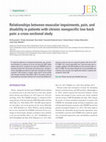 Research paper thumbnail of Relationships between muscular impairments, pain, and disability in patients with chronic nonspecific low back pain: a cross sectional study