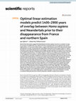 Research paper thumbnail of Optimal linear estimation models predict 1400-2900 years of overlap between Homo sapiens and Neandertals prior to their disappearance from France and northern Spain