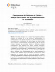 Research paper thumbnail of Enseignement de l'histoire au Québec : analyse curriculaire sur la problématisation au secondaire