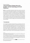 Research paper thumbnail of "If by This Name it Pleases Him to be Invoked": Ancient Etymology and Greek Polytheism