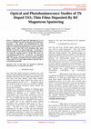 Research paper thumbnail of Optical and Photoluminescence Studies of Tb Doped TiO 2 Thin Films Deposited by RF Magnetron Sputtering