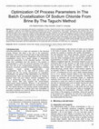 Research paper thumbnail of Optimization Of Process Parameters In The Batch Crystallization Of Sodium Chloride From Brine By The Taguchi Method
