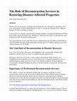 The Role of Reconstruction Services in Restoring Disaster-Affected Properties