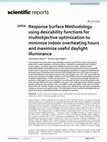 Research paper thumbnail of Response Surface Methodology using desirability functions for multiobjective optimization to minimize indoor overheating hours and maximize useful daylight illuminance