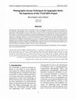 Research paper thumbnail of Photographic Survey Techniques for Epigraphic Work: The Experience of the TT110 ERFS Project