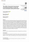 Research paper thumbnail of The effect of parental transmission of entrepreneurship on small and micro-enterprise sales performance