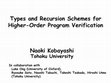 Research paper thumbnail of Types and Recursion Schemes for Higher-Order Program Verification