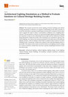 Research paper thumbnail of Architectural Lighting Simulations as a Method to Evaluate Emotions on Cultural Heritage Building Facades