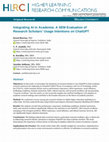 Research paper thumbnail of Integrating AI in Academia: A SEM Evaluation of Research Scholars' Usage Intentions on ChatGPT