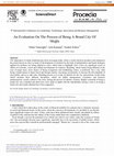 Research paper thumbnail of An Evaluation on the Process of Being a Brand City of Muğla