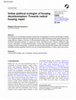 Research paper thumbnail of Urban political ecologies of housing decarbonisation: Towards radical housing repair