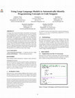 Research paper thumbnail of Using Large Language Models to Automatically Identify Programming Concepts in Code Snippets