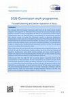Research paper thumbnail of 2026 Commission work programme: Forward planning and better regulation in focus