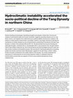 Research paper thumbnail of Hydroclimatic instability accelerated the socio-political decline of the Tang Dynasty in northern China