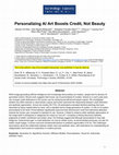Research paper thumbnail of Personalizing AI art boosts credit, not beauty