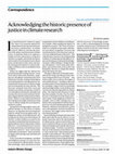 Research paper thumbnail of Acknowledging the historic presence of justice in climate research