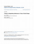Research paper thumbnail of Preface" to Negotiating Adolescence in Times of Social Change