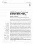 Research paper thumbnail of HOMEX: Persuasive Technology Acceptance Model and the Moderating Effect of Culture