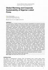 Research paper thumbnail of Global Warming and Corporate Sustainability of Nigerian Listed Firms