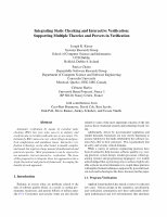 Research paper thumbnail of Integrating Static Checking and Interactive Verification: Supporting Multiple Theories and Provers In Verification