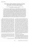 Research paper thumbnail of Perception and recognition memory of words and werds: Two-way mirror effects