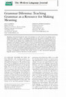 Research paper thumbnail of Grammar Dilemma: Teaching Grammar as a Resource for Making Meaning