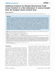 Research paper thumbnail of Additional evidence for morpho-dimensional tooth crown variation in a New Indonesian H. erectus sample from the Sangiran Dome (Central Java)