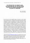 Research paper thumbnail of The Prehistory of Orientalism: Colonialism and the Textual Basis for Bartholomäus Ziegenbalg's Account of Hinduism