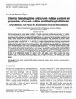 Research paper thumbnail of Effect of blending time and crumb rubber content on properties of crumb rubber modified asphalt binder