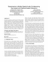 Research paper thumbnail of Experiments in mobile spatial audio-conferencing: key-based and gesture-based interaction