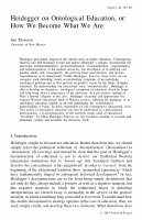 Research paper thumbnail of Heidegger on ontological education, or: How we become what we are