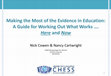 Research paper thumbnail of Making the Most of the Evidence in Education: A Guide for Working Out What Works .... Here and Now