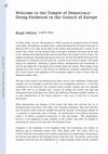 Research paper thumbnail of Müller, Birgit 1999, "Welcome to the Temple of Democracy: Doing Fieldwork in the Council of Europe", in: Birgit Müller (edited), The Council of Europe after Enlargement: An Anthropological Enquiry, Prague, CEFRES