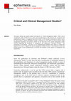 Research paper thumbnail of Critical and Clinical Management Studies