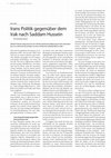 Research paper thumbnail of Irans Politik gegenüber dem Irak nach Saddam Hussein [Iran’s policy towards Iraq after Saddam Hussein]