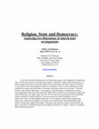 Research paper thumbnail of Religion, State, and Democracy: Analyzing Two Dimensions of Church-State Arrangements