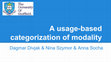 Research paper thumbnail of A usage-based categorization of modality (Divjak, Szymor, Socha)