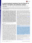 Research paper thumbnail of A partial hominoid innominate from the Miocene of Pakistan: Description and preliminary analyses