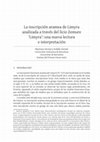 Research paper thumbnail of “La inscripción aramea de Limyra analizada a través del licio Zemure ‘Limyra’: una nueva lectura e interpretación”.