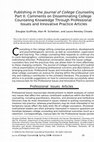 Research paper thumbnail of Publishing in the Journal of College Counseling, Part II: Comments on Disseminating College Counseling Knowledge Through Professional Issues and Innovative Practice Articles